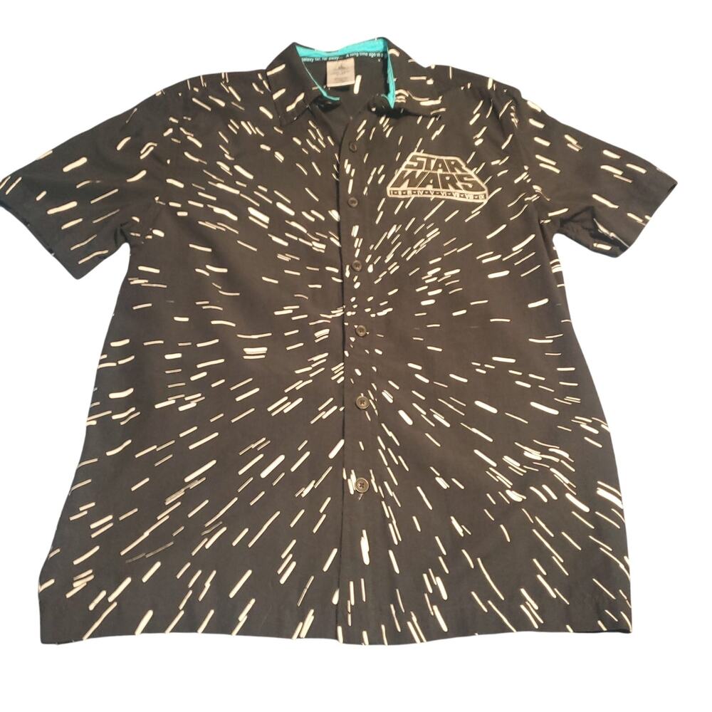 Disney Parks Star Wars Size S Men Galaxy Hyperspace Light Speed Button Up Shirt